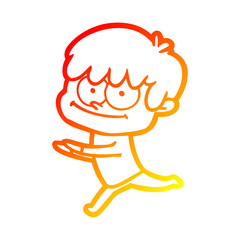 warm gradient line drawing happy cartoon man