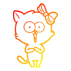 warm gradient line drawing cartoon cat