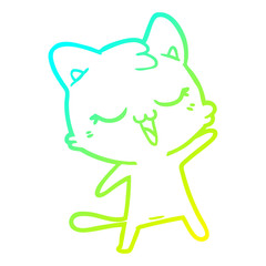 cold gradient line drawing happy cartoon cat