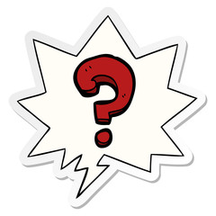cartoon question mark and speech bubble sticker