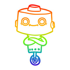rainbow gradient line drawing cartoon robot