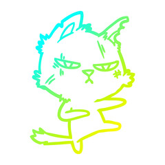 cold gradient line drawing tough cartoon cat