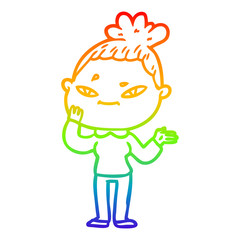 rainbow gradient line drawing cartoon woman