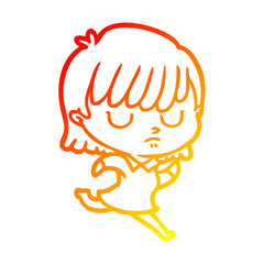 warm gradient line drawing cartoon woman