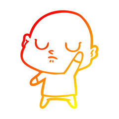 warm gradient line drawing cartoon bald man