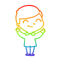 rainbow gradient line drawing cartoon boy smiling