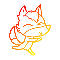 warm gradient line drawing cartoon wolf whistling
