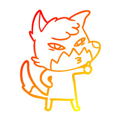 warm gradient line drawing clever cartoon fox