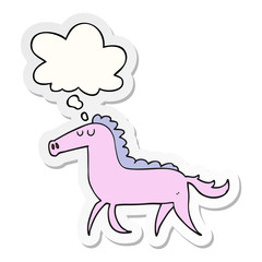 cartoon horse and thought bubble as a printed sticker