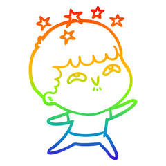 rainbow gradient line drawing cartoon amazed boy
