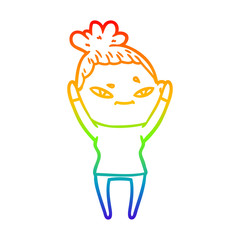 rainbow gradient line drawing cartoon woman