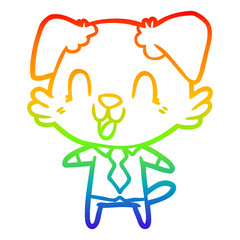 rainbow gradient line drawing laughing cartoon dog manager