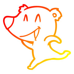 warm gradient line drawing laughing bear cartoon