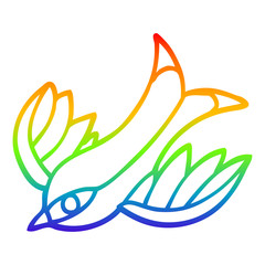 rainbow gradient line drawing cartoon tattoo swallow symbol