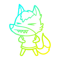 cold gradient line drawing angry wolf cartoon