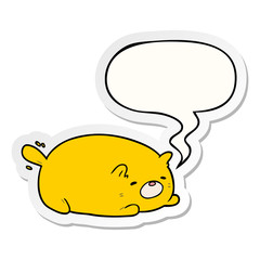 cute cartoon cat and speech bubble sticker