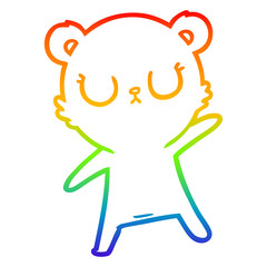 rainbow gradient line drawing peaceful cartoon bear