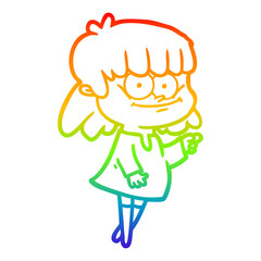 rainbow gradient line drawing cartoon smiling woman