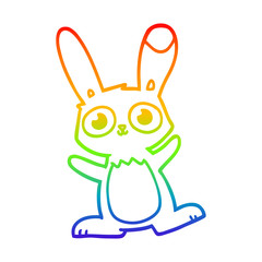 Fototapeta na wymiar rainbow gradient line drawing cute cartoon rabbit