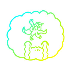 cold gradient line drawing cartoon crying tomato