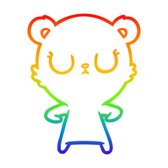 rainbow gradient line drawing peaceful cartoon bear cub