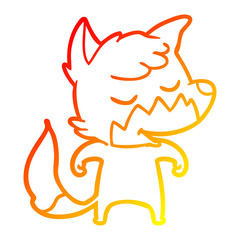 warm gradient line drawing friendly cartoon fox