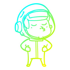 cold gradient line drawing cartoon confident astronaut