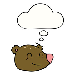 cartoon happy bear face and thought bubble
