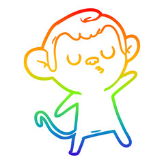 rainbow gradient line drawing cartoon monkey