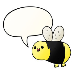 cartoon bee and speech bubble in smooth gradient style