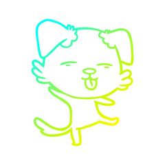 cold gradient line drawing cartoon dancing dog