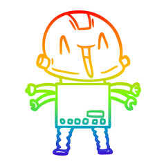 rainbow gradient line drawing cartoon robot