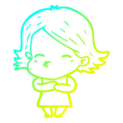 Obraz premium cold gradient line drawing cartoon woman