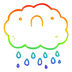 rainbow gradient line drawing cute cartoon cloud
