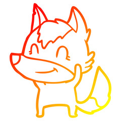 warm gradient line drawing friendly cartoon wolf