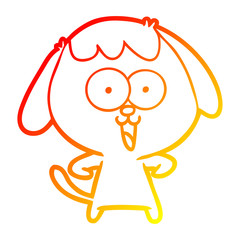 warm gradient line drawing cute cartoon dog