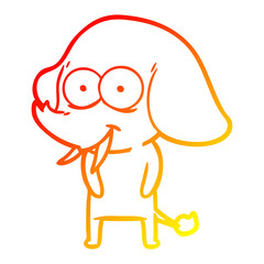 warm gradient line drawing happy cartoon elephant