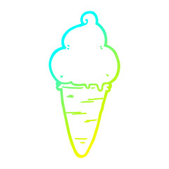 cold gradient line drawing cartoon ice cream