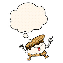 smore cartoon and thought bubble in comic book style