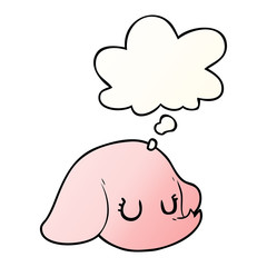 cartoon elephant face and thought bubble in smooth gradient style