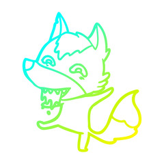 cold gradient line drawing cartoon hungry wolf