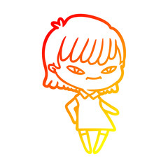 warm gradient line drawing cartoon woman
