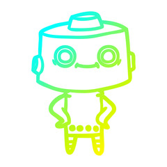 cold gradient line drawing cartoon robot
