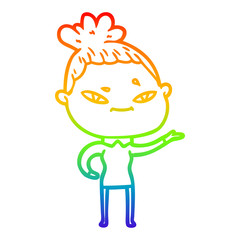 rainbow gradient line drawing cartoon woman