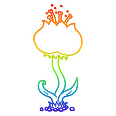 rainbow gradient line drawing cartoon exotic flower