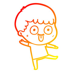 warm gradient line drawing cartoon dumb kid