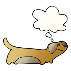 cartoon dog and thought bubble in smooth gradient style