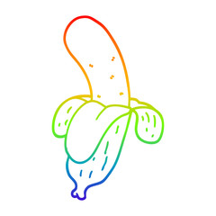rainbow gradient line drawing cartoon banana