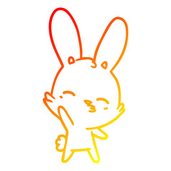 warm gradient line drawing curious waving bunny cartoon