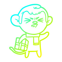 cold gradient line drawing cartoon annoyed monkey